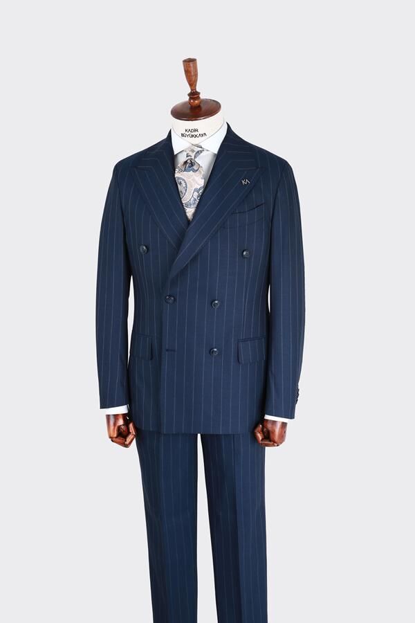 Kruvaze Takım Elbise Açık Lacivert - 56