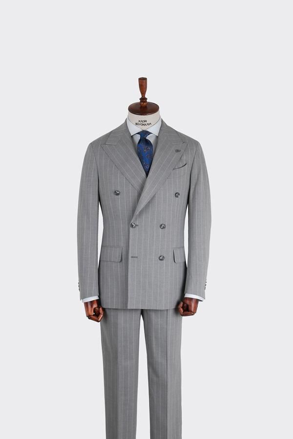 Kruvaze Takım Elbise Gri - 46
