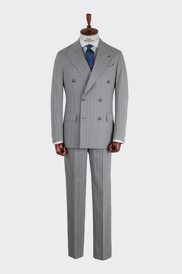 Kruvaze Takım Elbise Gri - 46