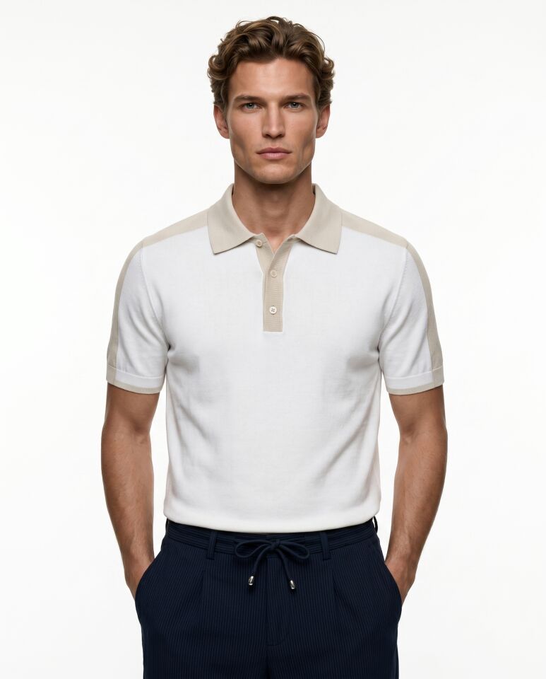 Maison Polo Triko T-Shirt Beyaz - XL