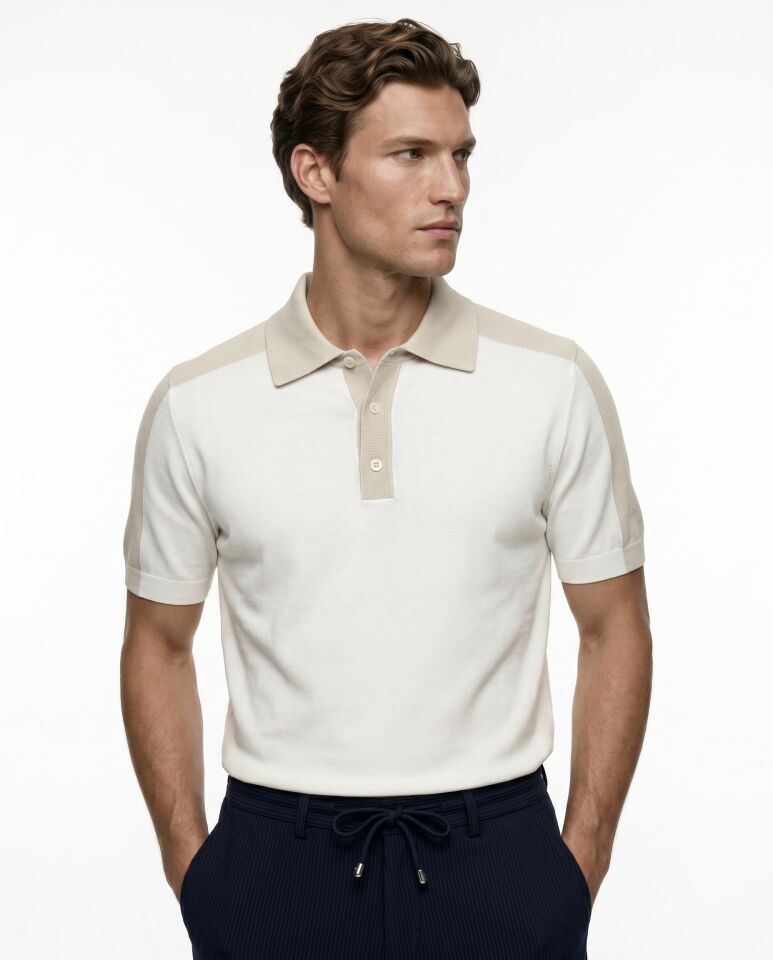 Maison Polo Triko T-Shirt Beyaz - XL