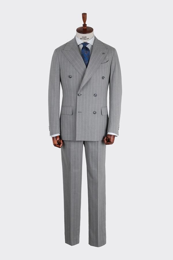 Kruvaze Takım Elbise Gri - 56