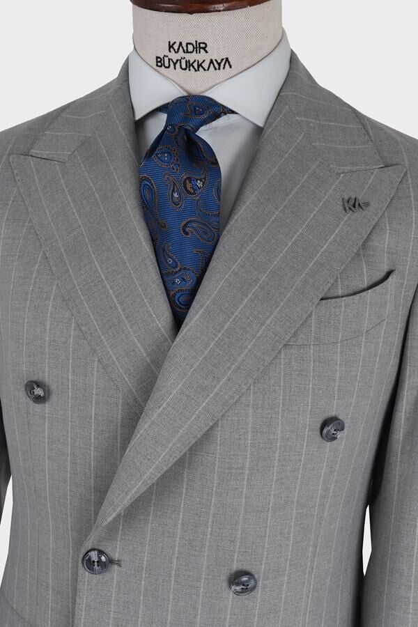 Kruvaze Takım Elbise Gri - 56