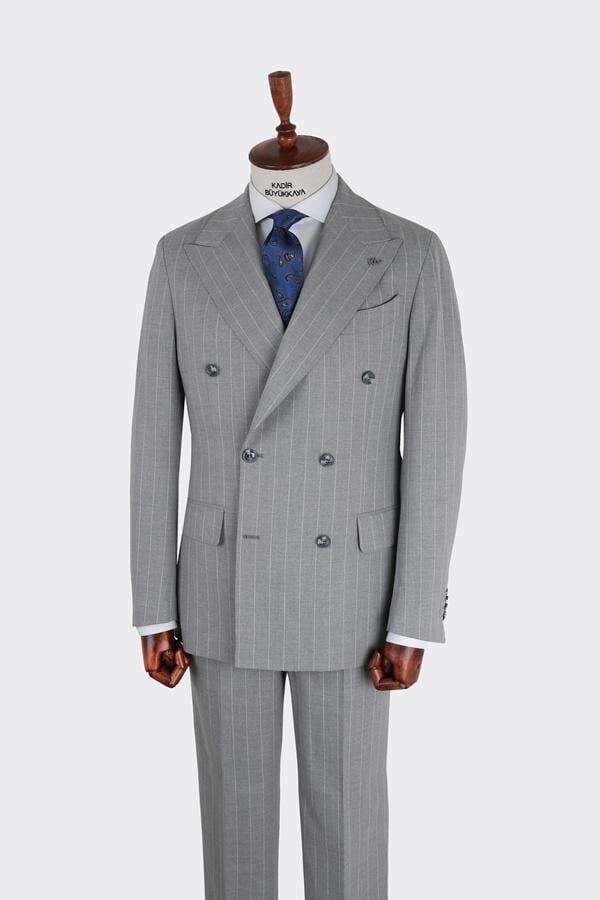 Kruvaze Takım Elbise Gri - 56