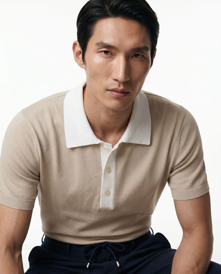 Core Knit Triko T-Shirt Bej - XL