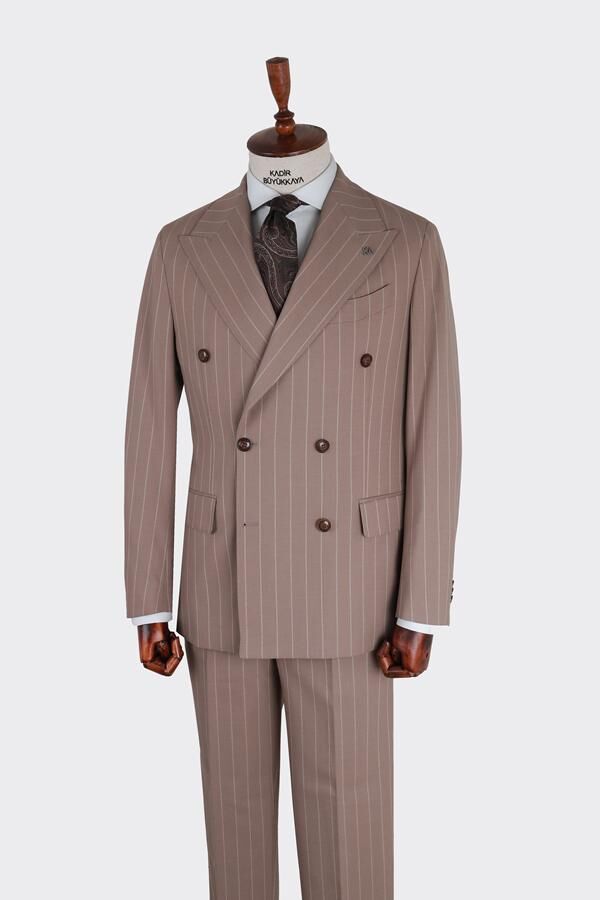 Kruvaze Takım Elbise Vizon - 48