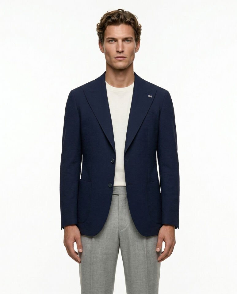 Grid Ceket Lacivert - 48