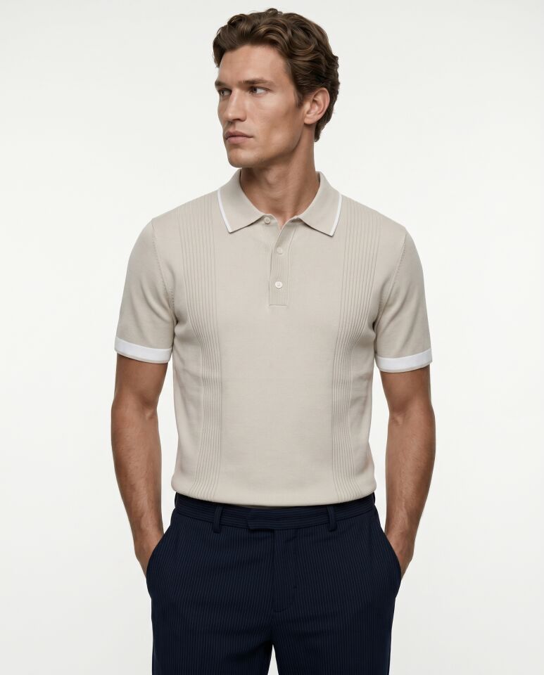 Bellagio Polo Triko T-Shirt Bej - M