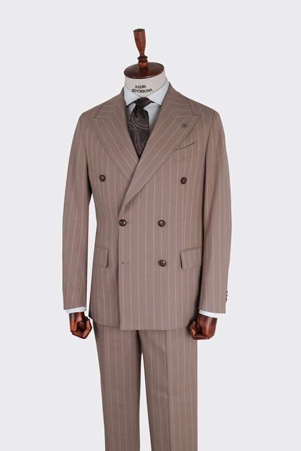 Kruvaze Takım Elbise Vizon - 54