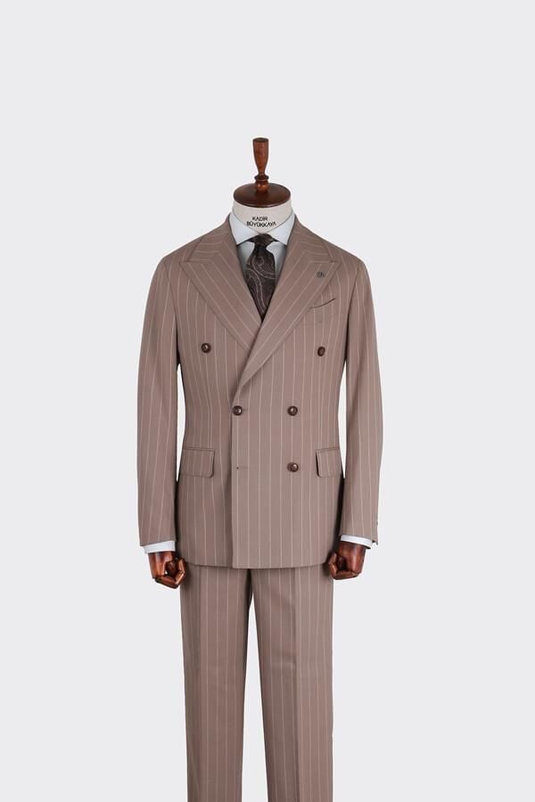 Kruvaze Takım Elbise Vizon - 56