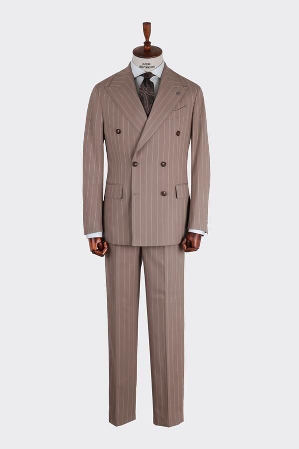 Kruvaze Takım Elbise Vizon - 56