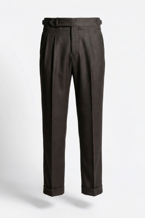 İstanbul Çift Pile Pantolon Koyu Kahverengi - 48